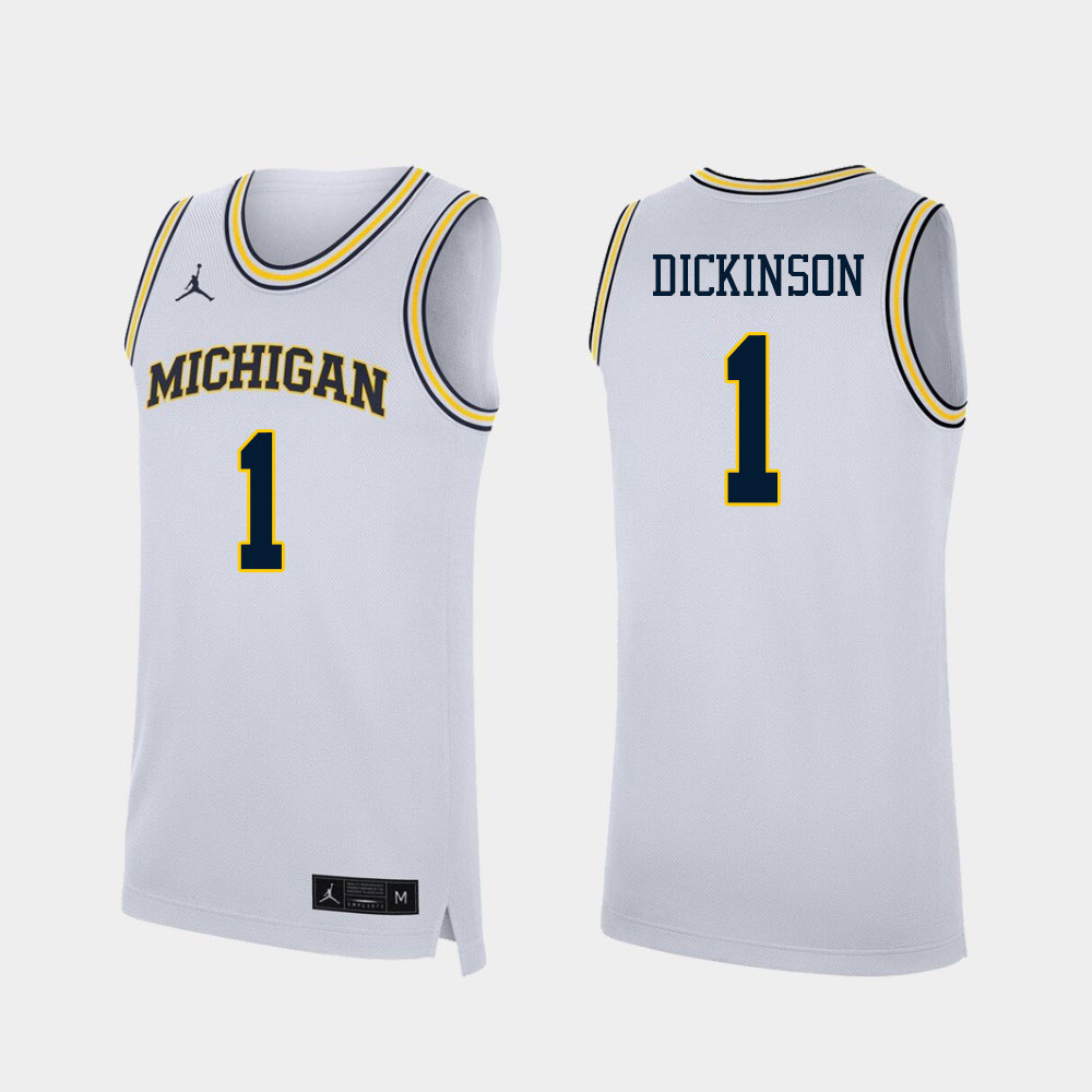 Men #1 Hunter Dickinson Michigan Wolverines College Basketball Jerseys Sale-White - Click Image to Close
